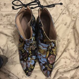 Anthropologie Printed Flare-Heeled Boots